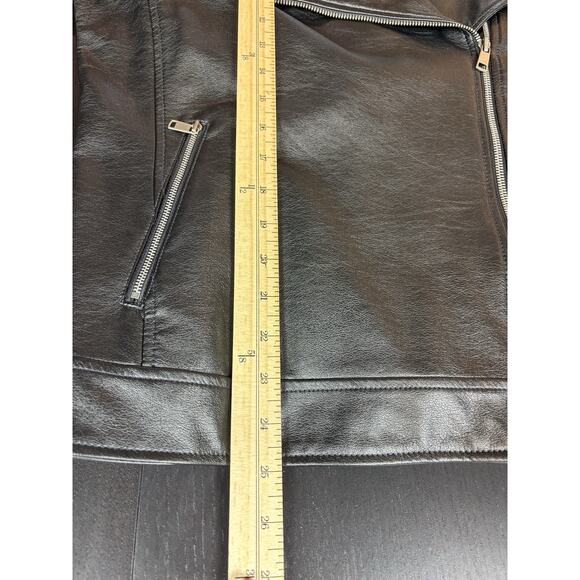 Style&Co Faux Leather Biker Moto Jacket Black Large Zip Front Pockets - Picture 10 of 14